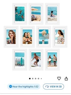 Gallery Wall Set of Beach Photo Frames in White
